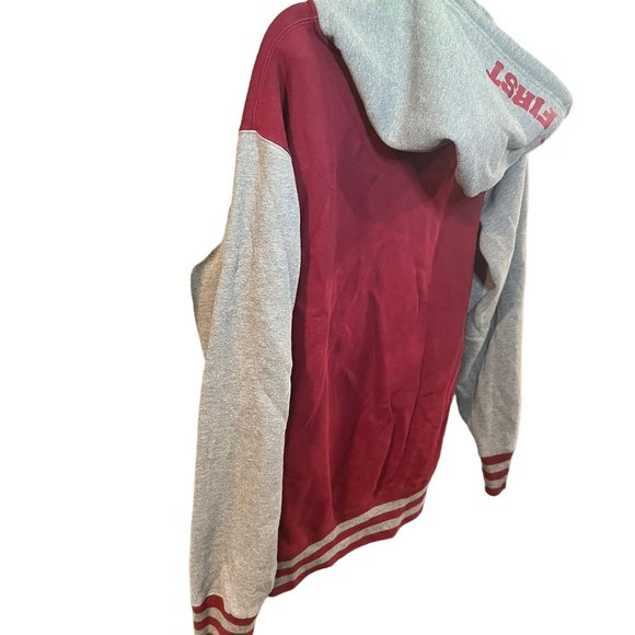 The Citi Team Family First Hooded Jacket Drawstring Full Zip Up Red Gray Medium - Picture 4 of 12